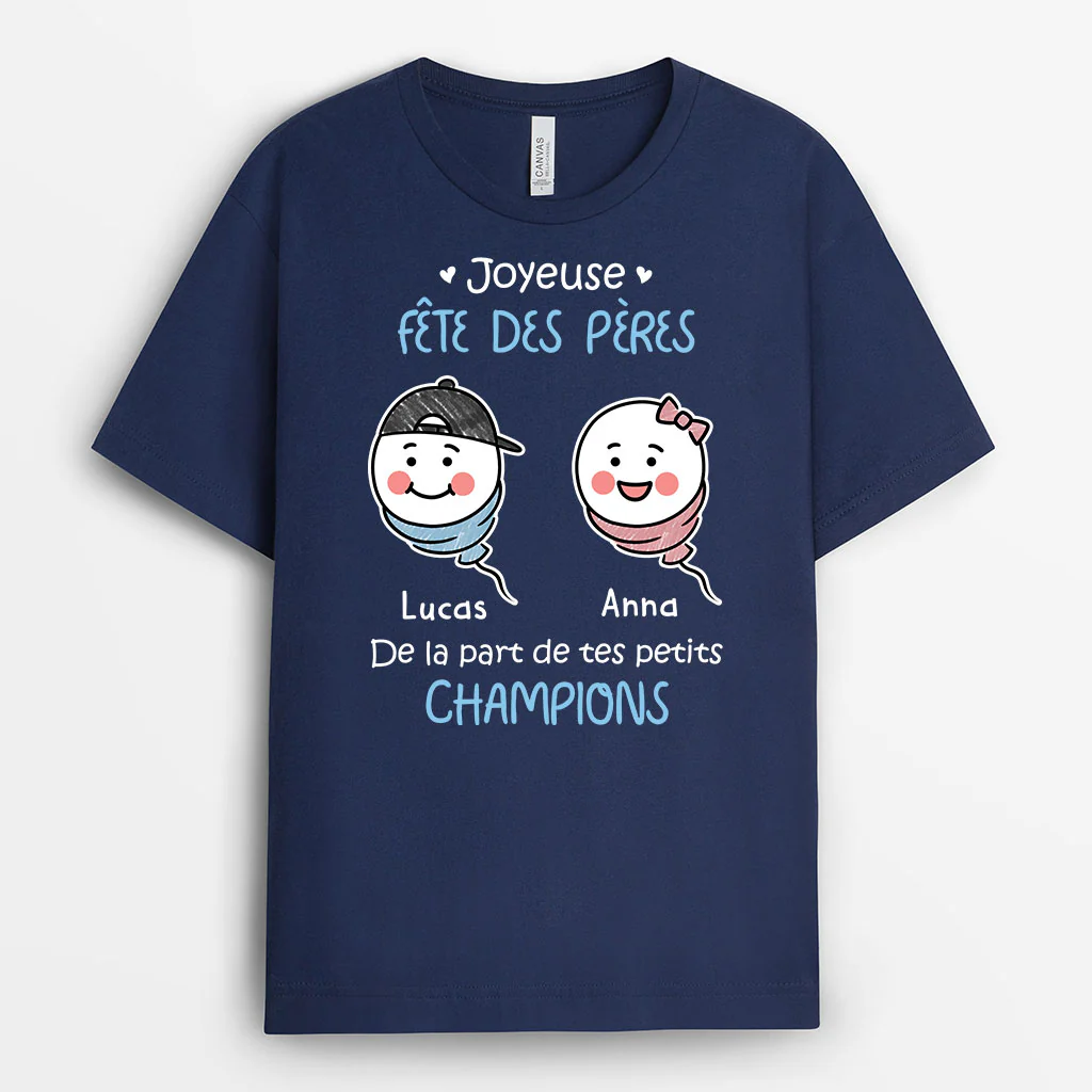Tee Shirt Papa Personnalisé - Cadeau Fête Des Pères Avec Petits Champions - Image 2