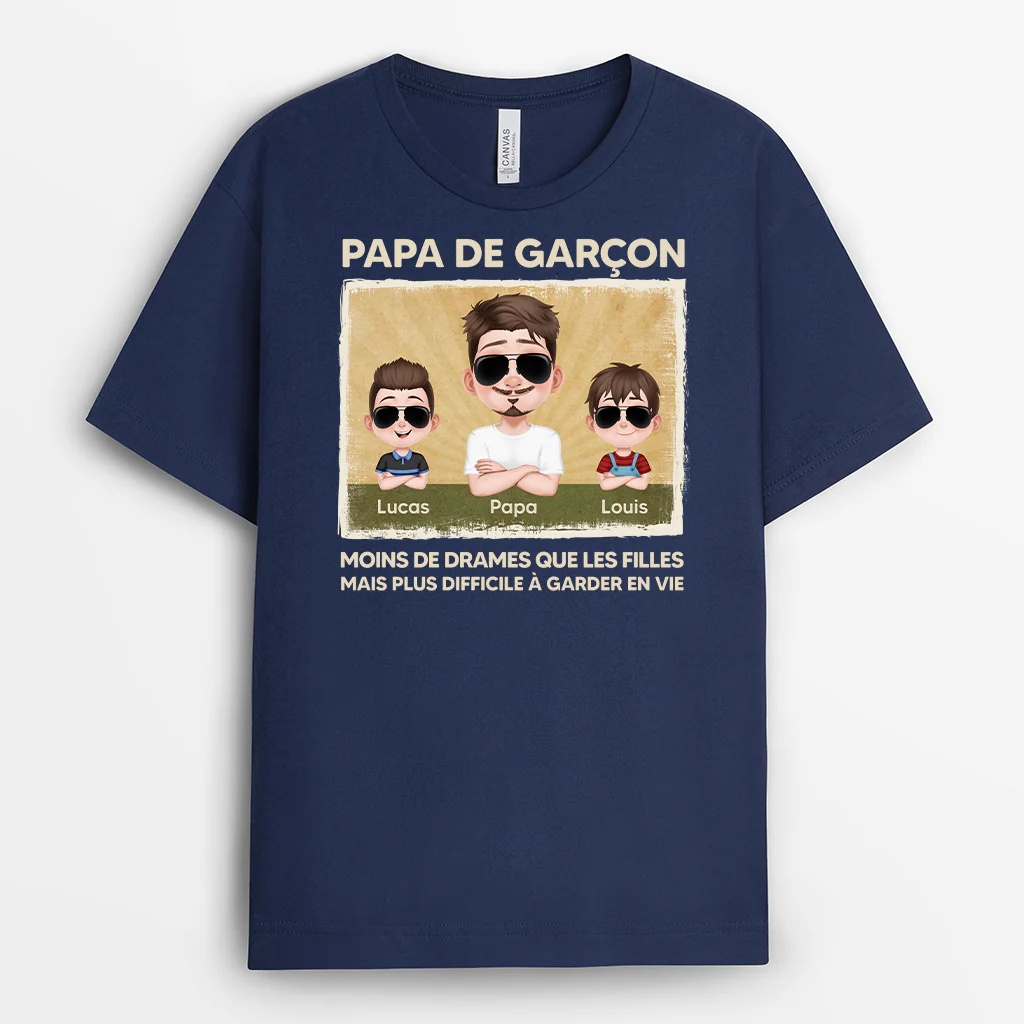 Tee Shirt Papa Personnalisé - Papa De Garçons - Image 2