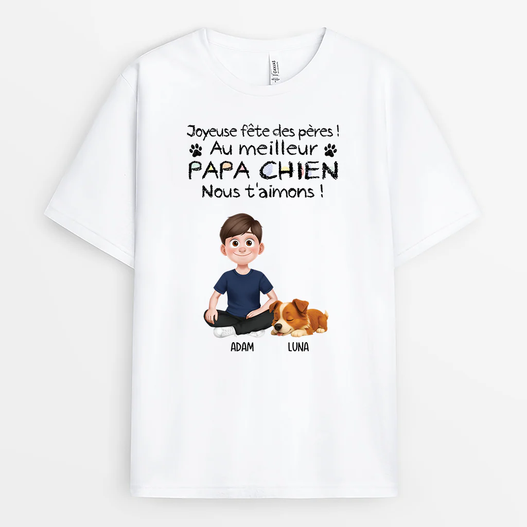 T-shirt Personnalisé Chien - Au Meilleur Papa/Maman Chien