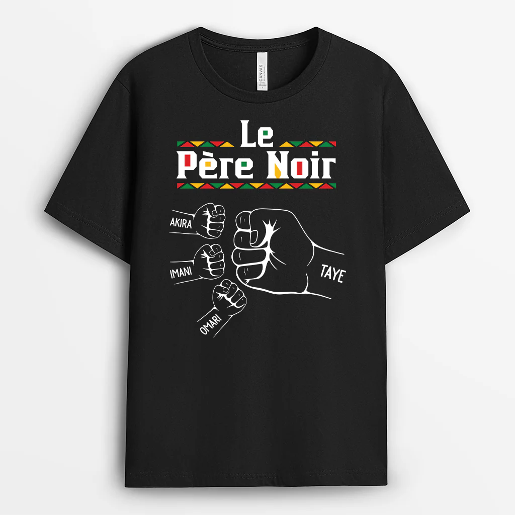 Tee Shirt Personnalisé - Cadeau Maman Et Papa Couleur Foncé - Le Père Noir