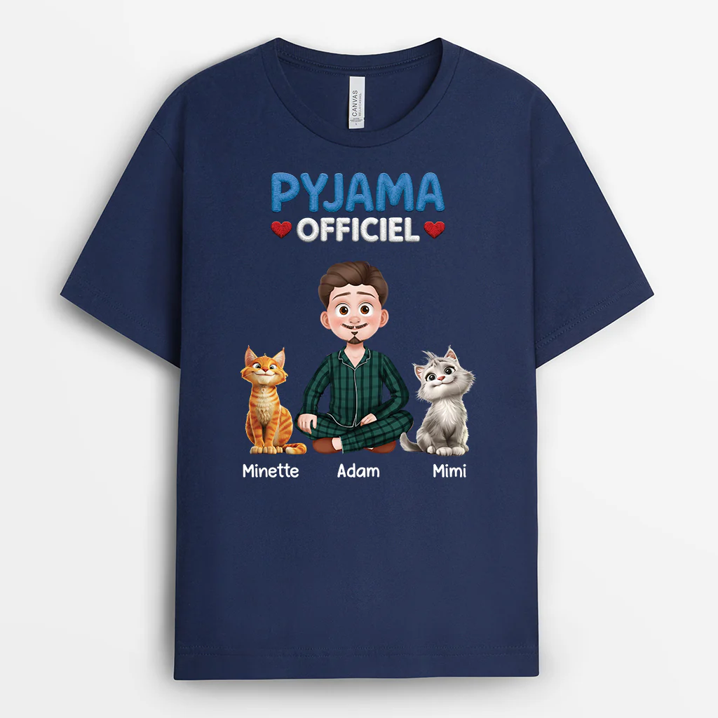 Tee Shirt Personnalisé Chat Avec Maître - Pyjama Officiel - Image 2