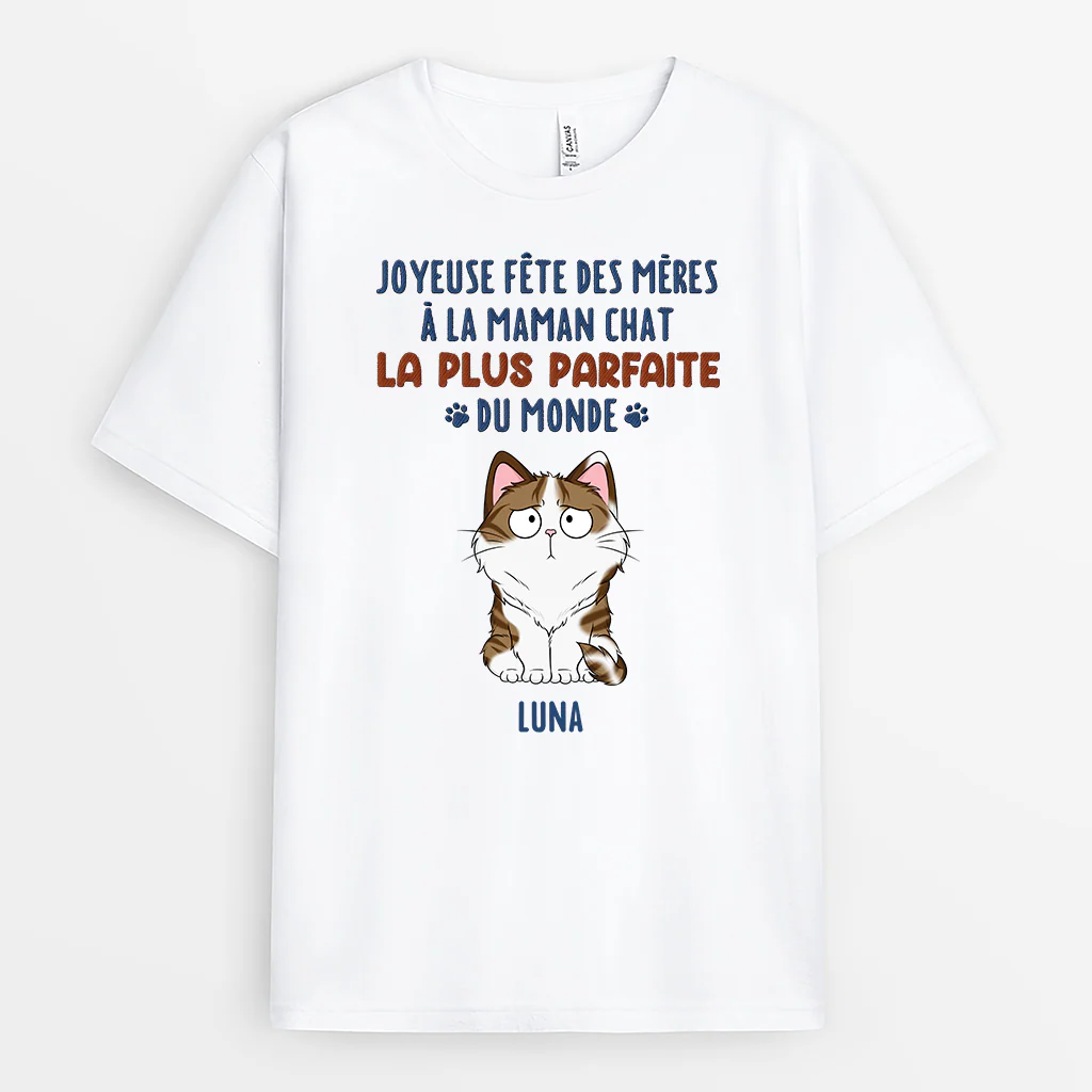 Tee Shirt Personnalisé Chat - Cadeau Fête Des Mères Pour Maman Chat - Image 2