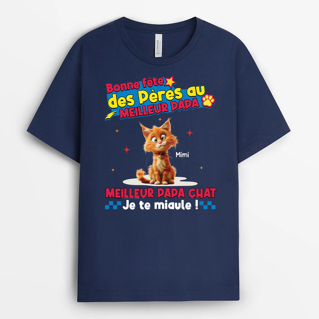 T Shirt Personnalisé Chat | Joyeuse Fête Des Pères Au Papa Chat