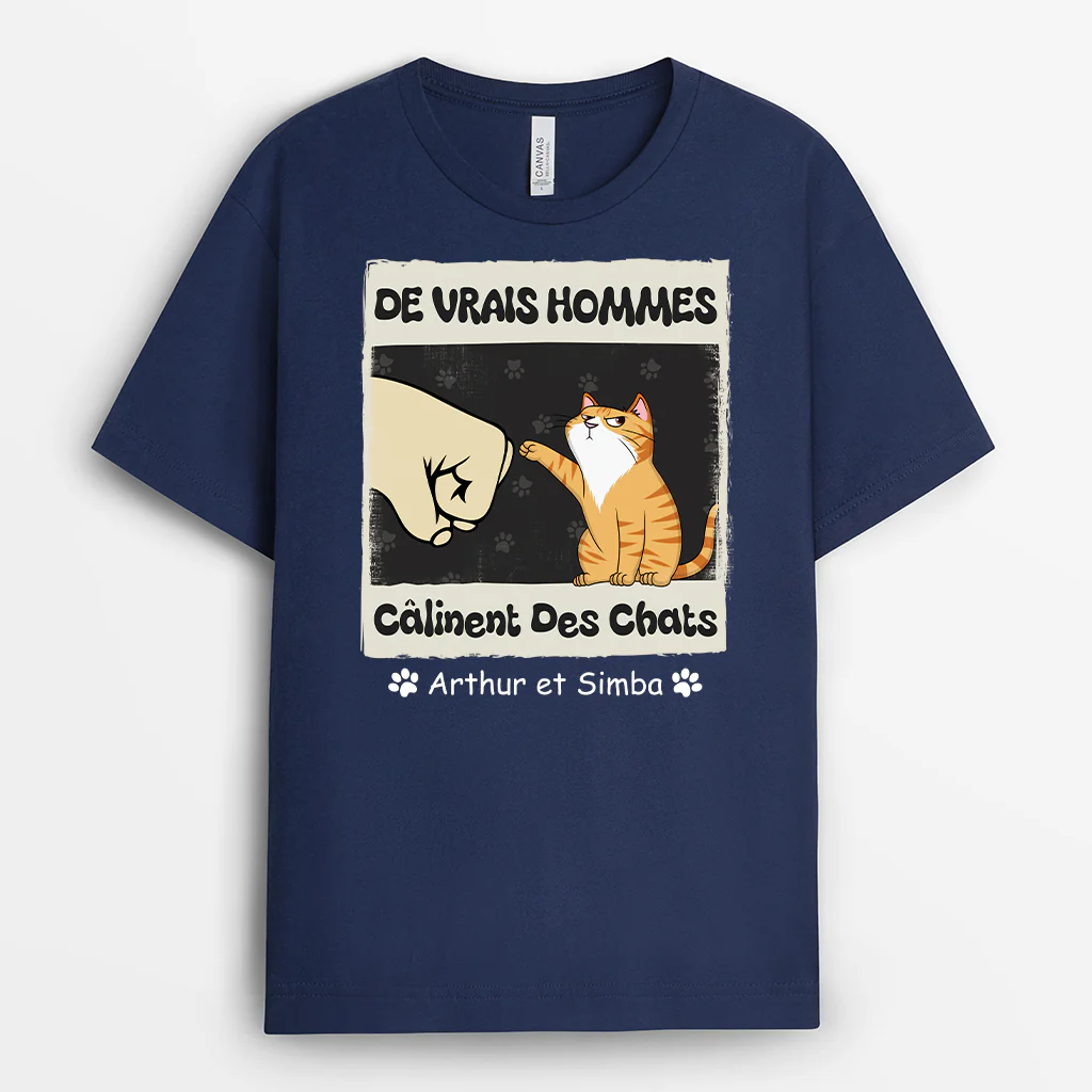 Tee Shirt Personnalisé Avec Chat – Les Vrais Hommes - Image 2