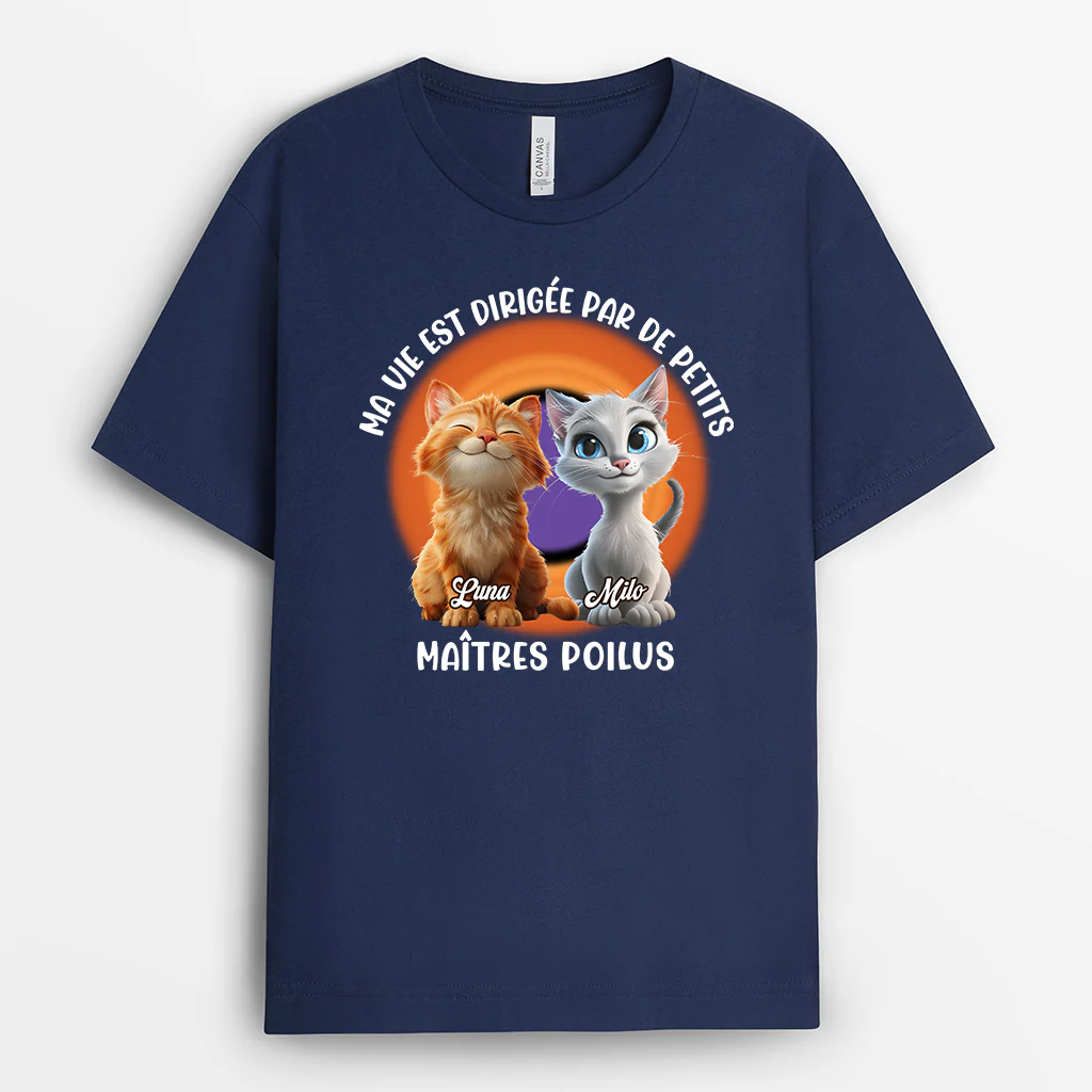 Tee Shirt Personnalisé Chat - Ma Vie Avec Des Petits Maîtres Poilus