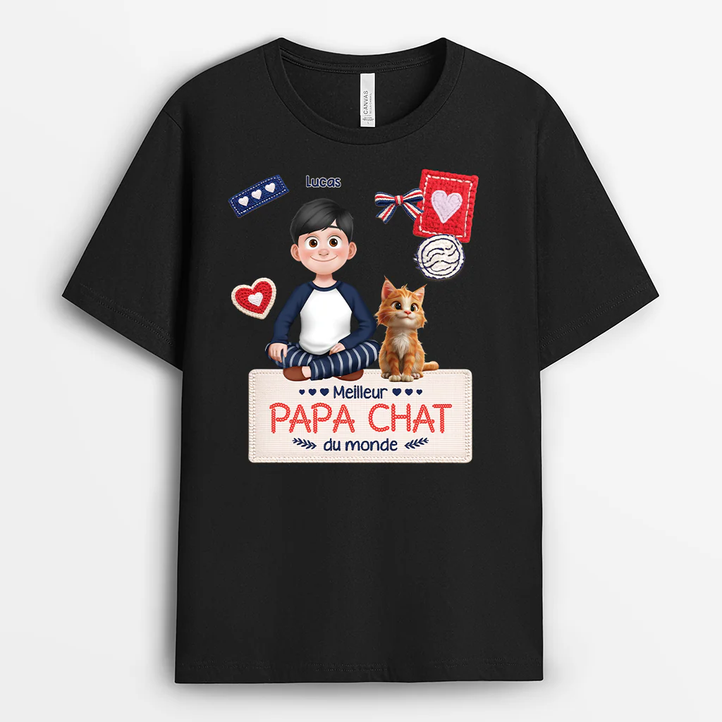 T shirt Personnalisé Chat - Meilleure Papa / Maman Chat