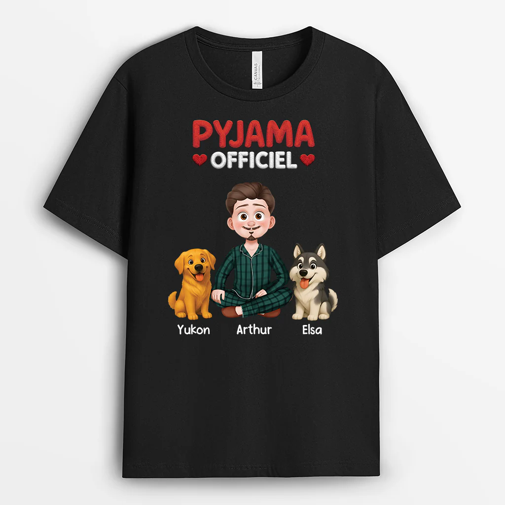 Tee Shirt Personnalisé Chien Avec Maître - Pyjama Officiel