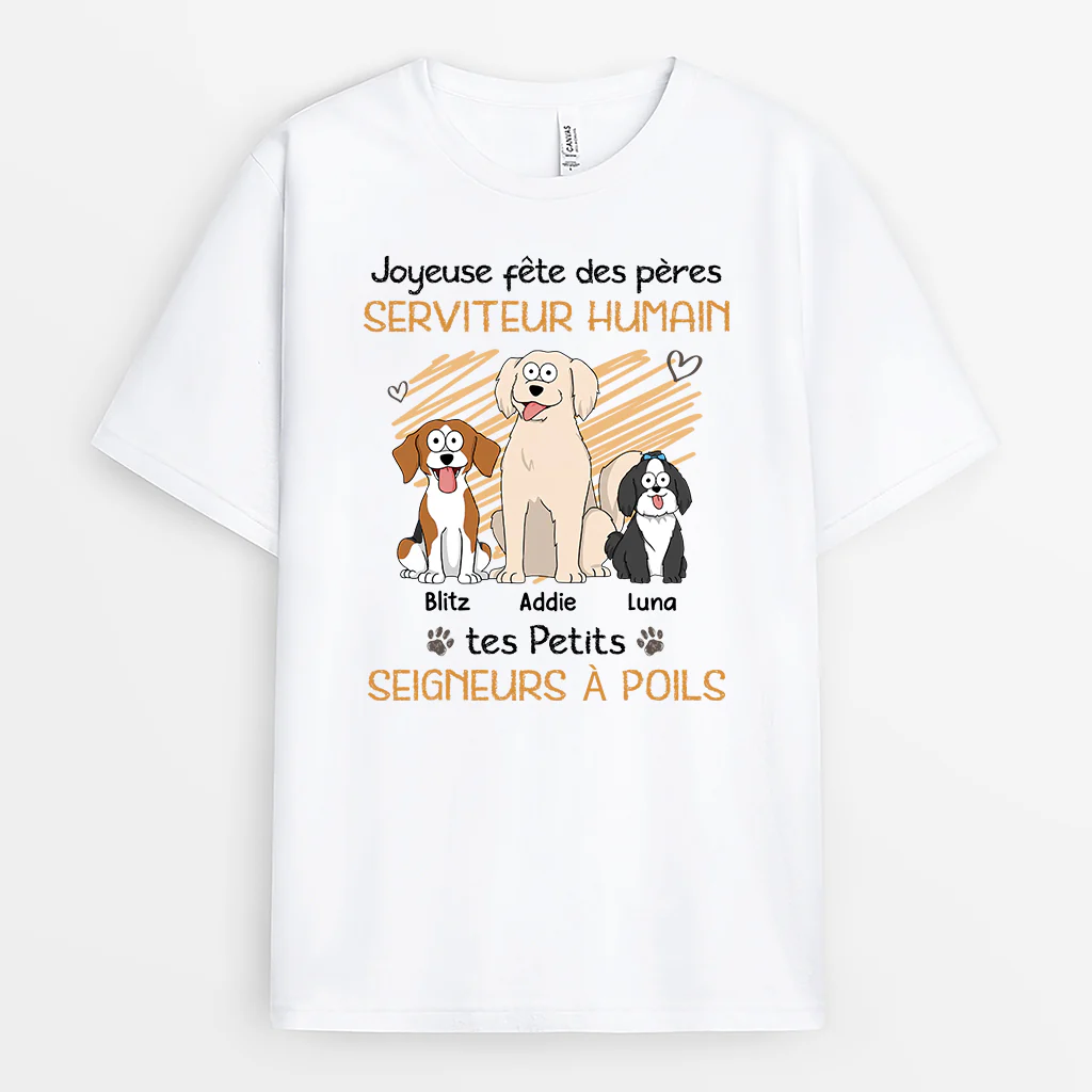 Tee Shirt Personnalisé Chien Couleur Claire - Cadeau Fête Des Pères Pour Serviteur Humain