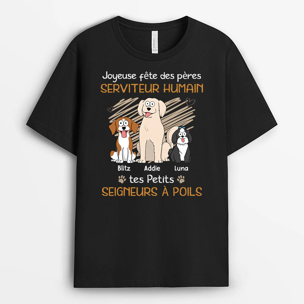 Tee Shirt Personnalisé Chien Couleur Foncée - Cadeau Fête Des Pères Pour Serviteur Humain