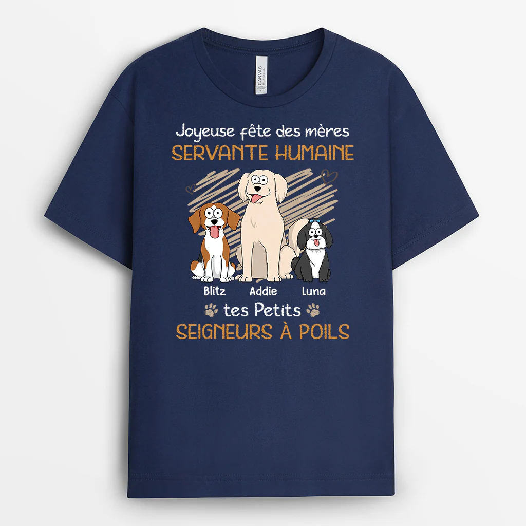 Tee Shirt Personnalisé Chien Couleur Foncée - Cadeau Fête Des Pères Pour Serviteur Humain - Image 2