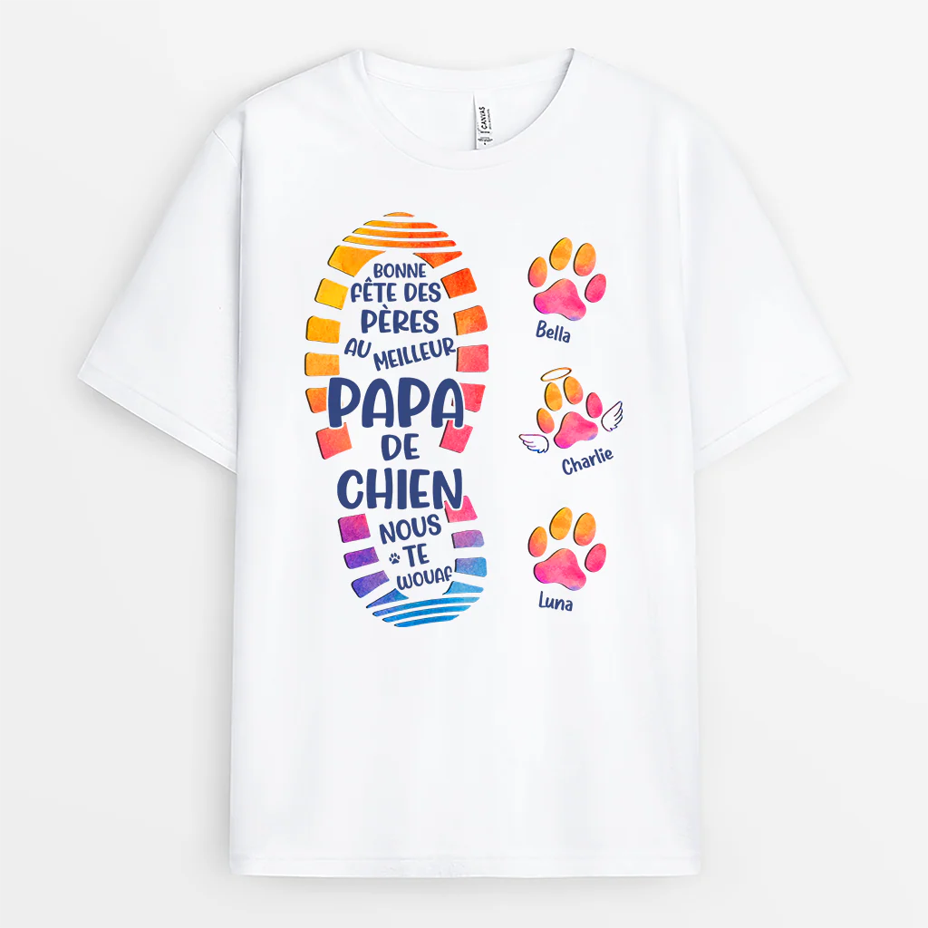 Tee Shirt Personnalisé Chien Et Chat Couleur Claire - Cadeau Fête Des Pères Pour Papa Fan De Chien