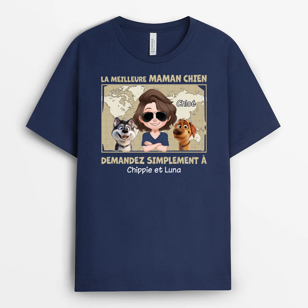 Tee Shirt Personnalisé - Meilleur Papa/Maman Chien - Design Carte - Image 2