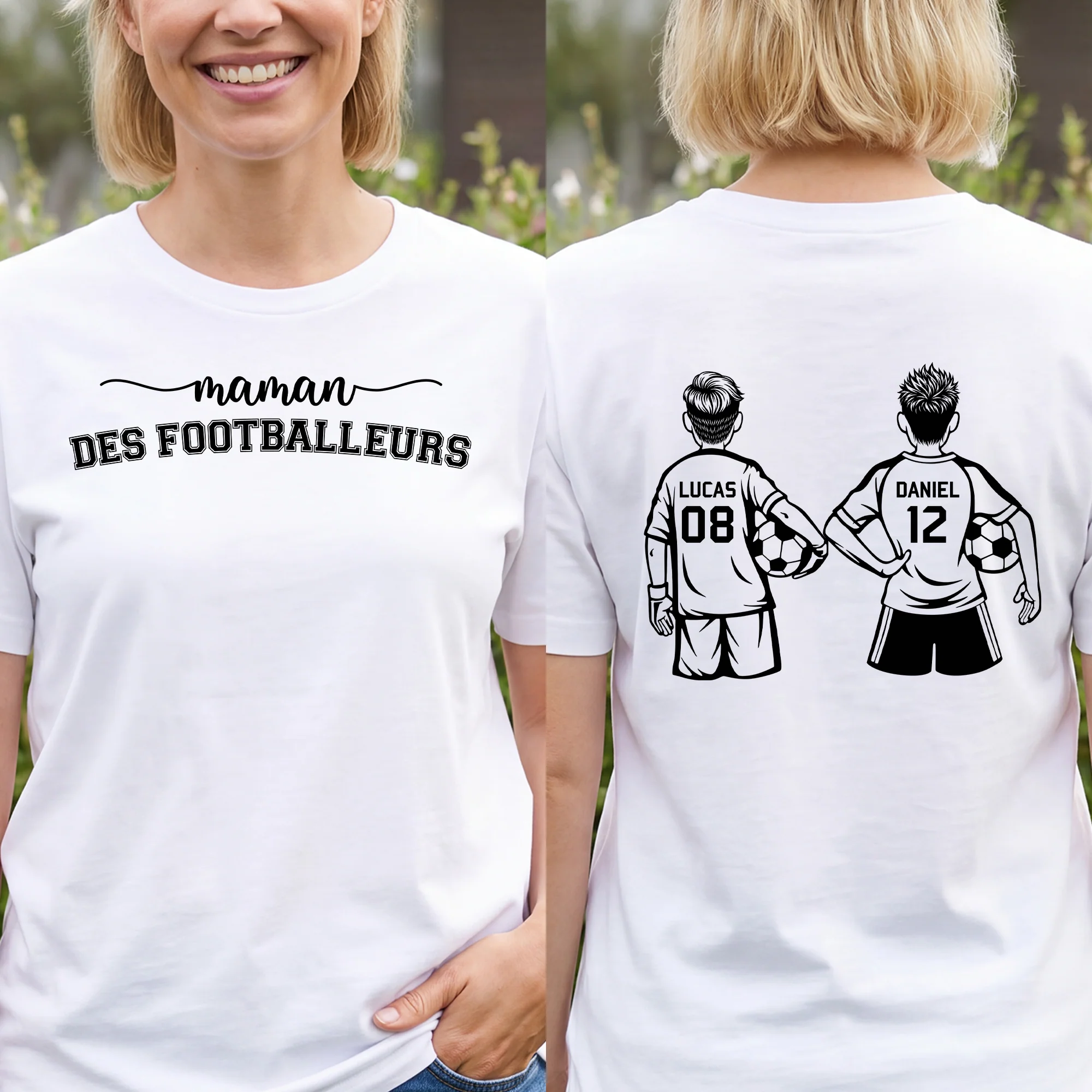 Tee Shirt Personnalisé Devant Et Dos - Cadeau Maman Et Papa Des Footballeurs - Image 2