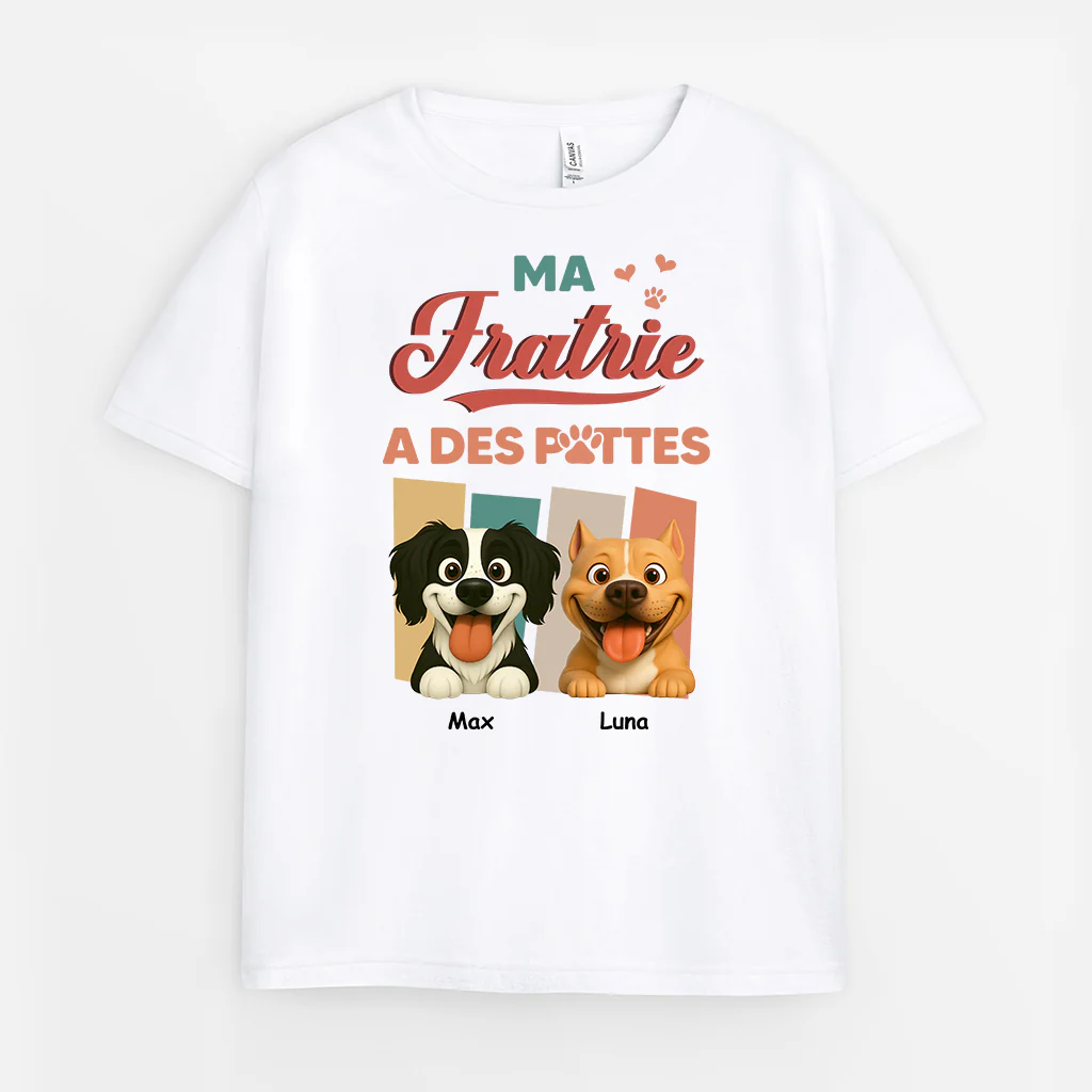 T Shirt Chien Personnalisé pour Enfant - Ma Fratrie A Des Pattes