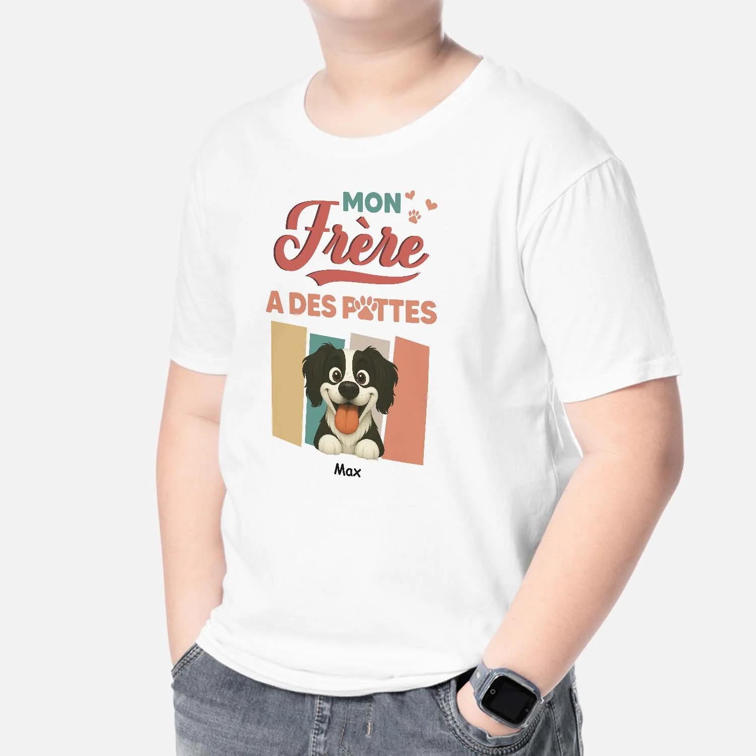 T Shirt Chien Personnalisé pour Enfant - Ma Fratrie A Des Pattes - Image 2