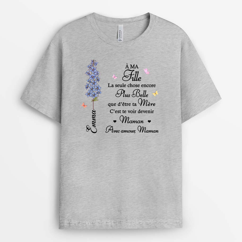 Tee Shirt Personnalisé Femme Avec Fleur - Cadeau Belle-fille/Fille/Petite-fille Devenir Une Mère - Image 2