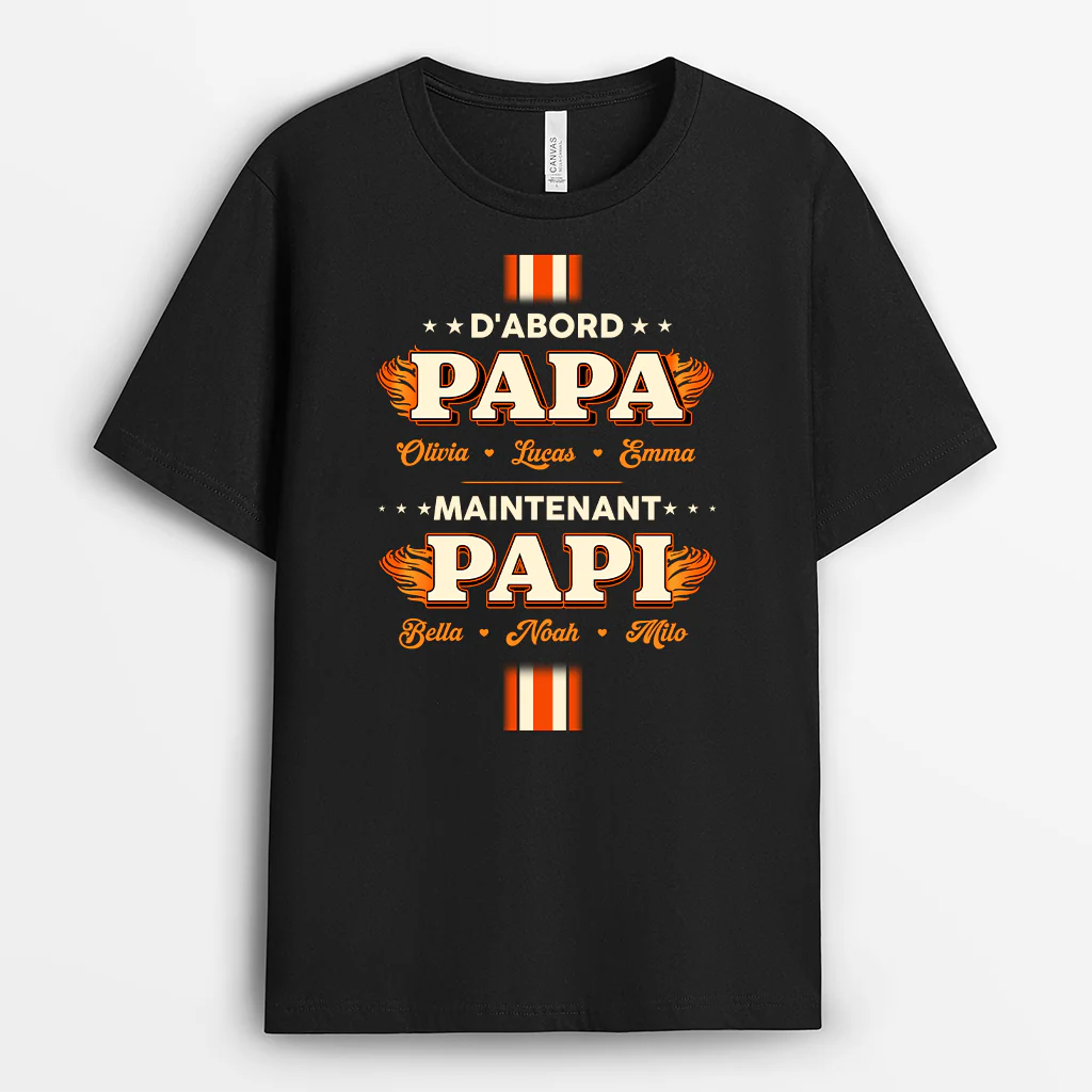 T Shirt Personnalisé Papy | D'abord Papa Maintenant Papy - Image 2
