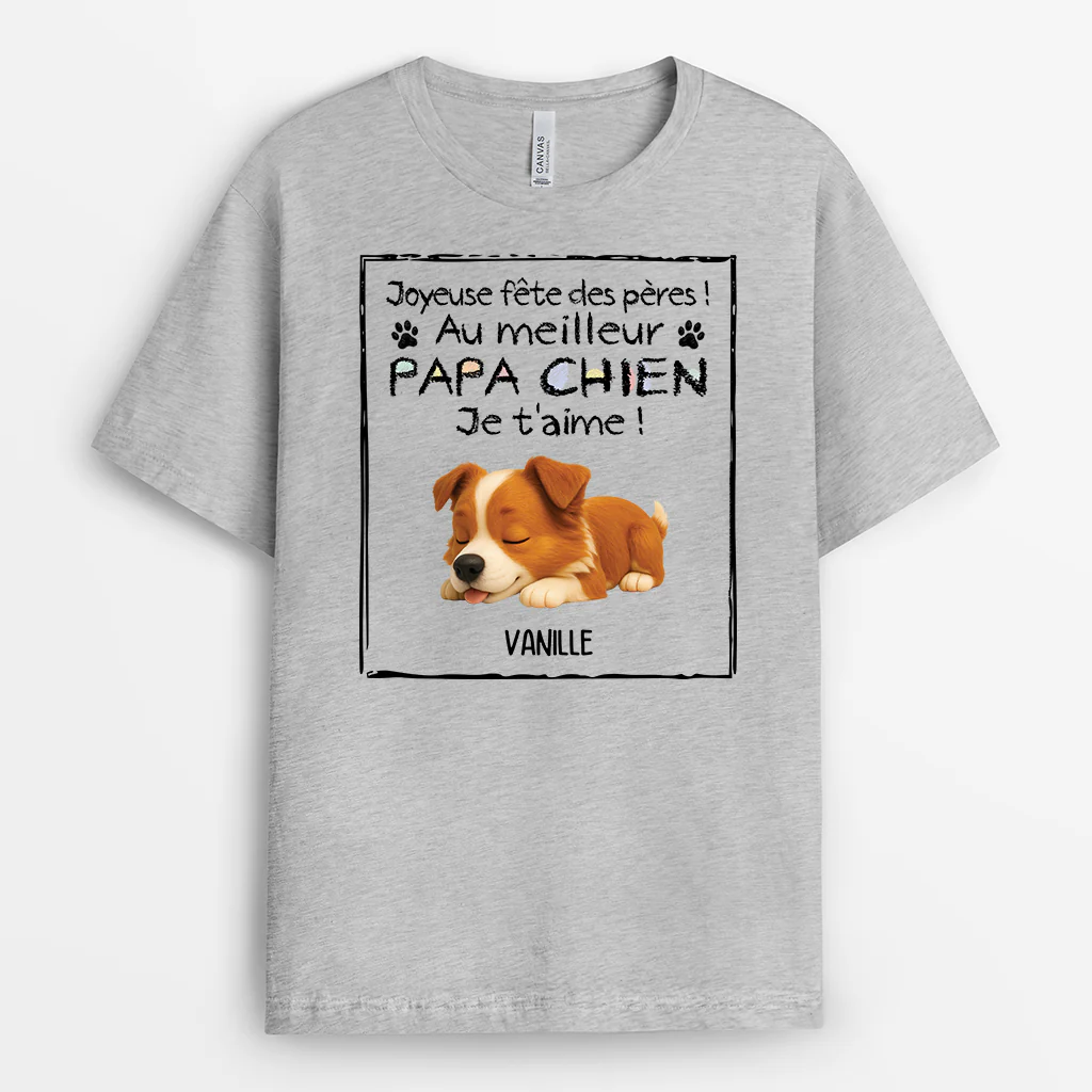 T-shirt Chien Personnalisé - Joyeuse Fête Des Pères