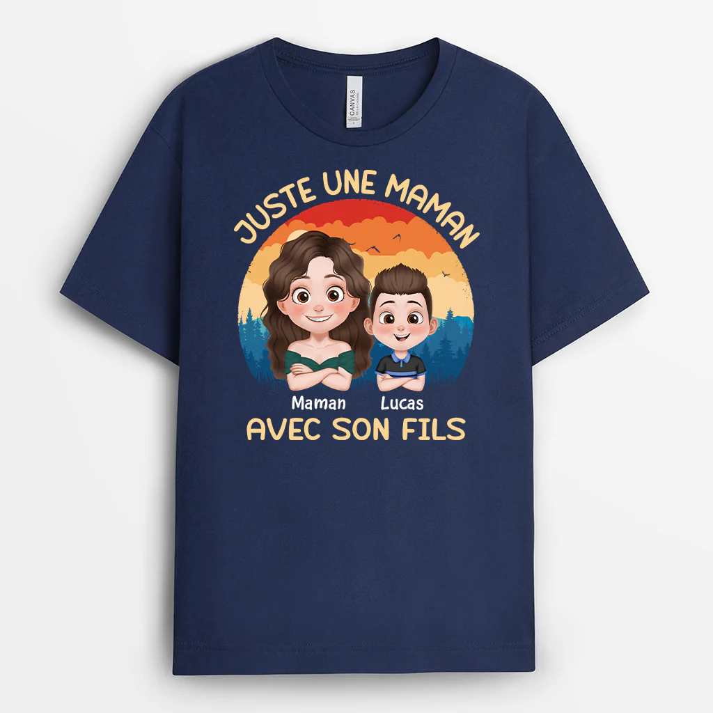Tee Shirt Personnalisé Papa - Juste Un Papa Et Sa Fille - Design Cartoon - Image 2