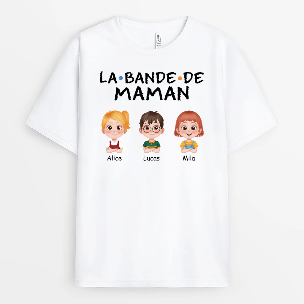T Shirt Personnalisé Maman - La Bande De Maman - Design Cartoon Coloré