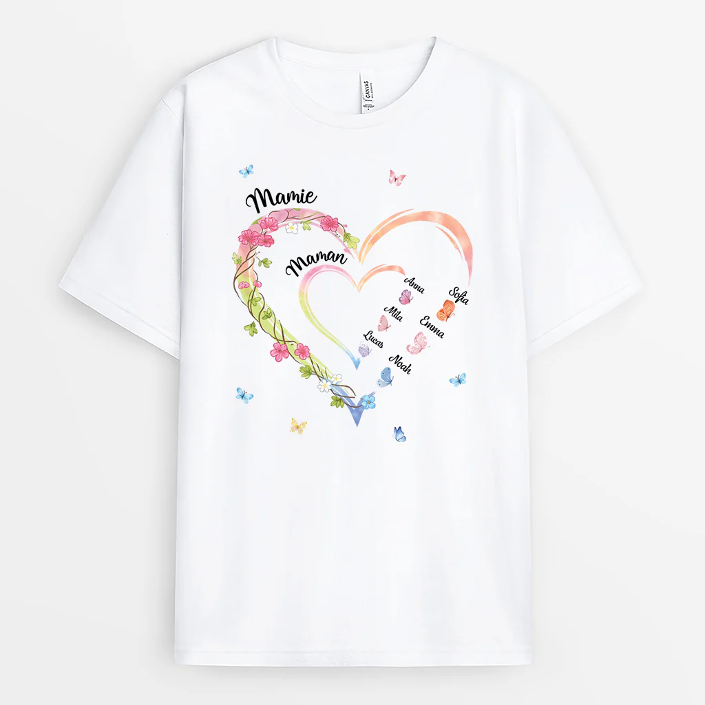 Tee Shirt Personnalisé Maman Et Mamie Couleur Claire - Cœur De Maman Pour Enfant