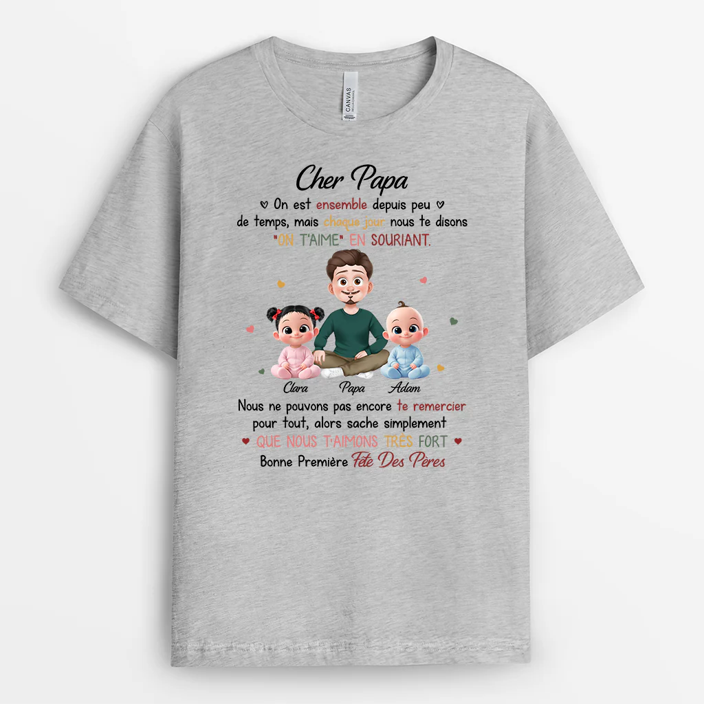 Tee Shirt Personnalisé Maman Papa Avec Dessin - Cadeau Première Fête Des Pères