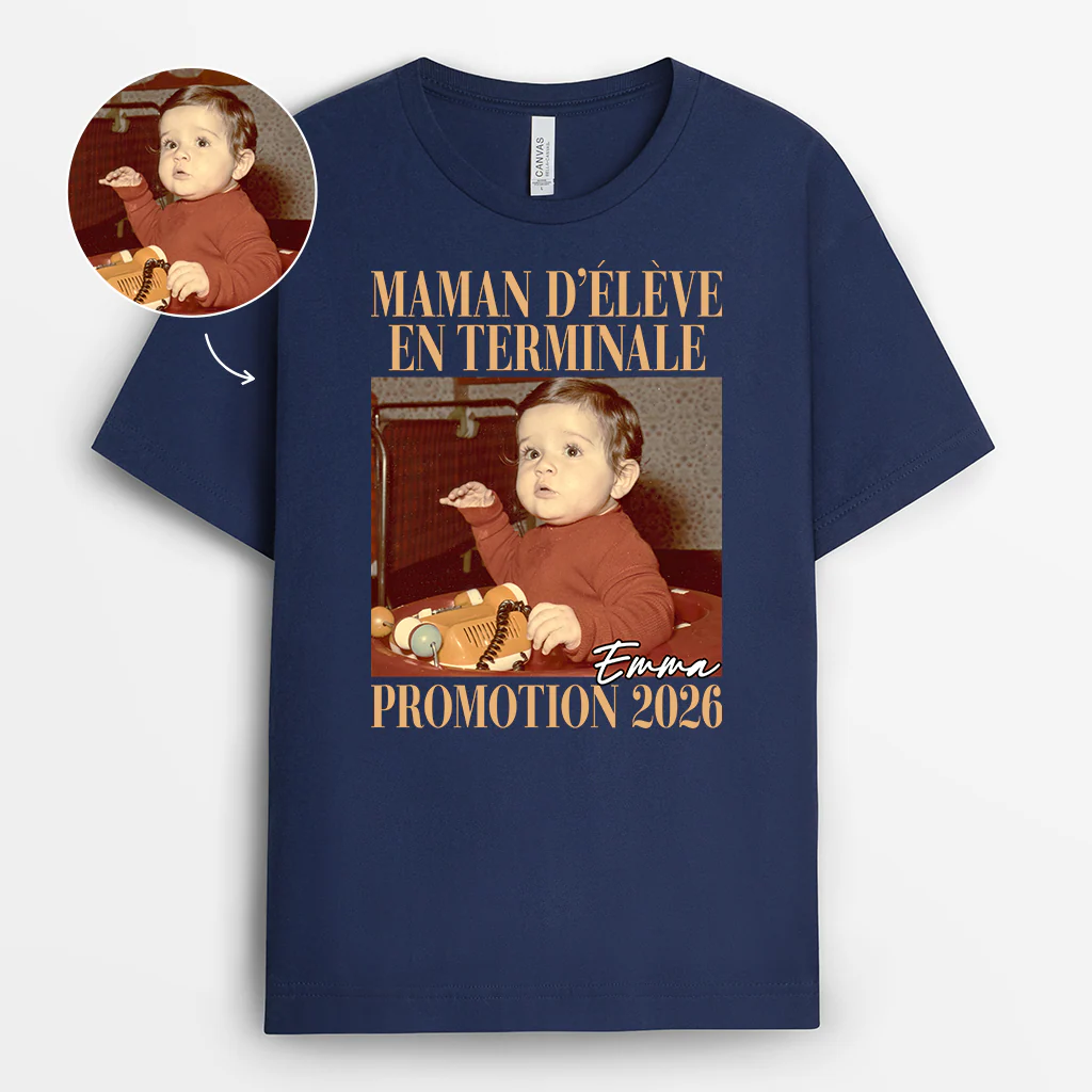 Tee Shirt Personnalisé Maman Papa Avec Photo - Cadeau Diplôme Élève En Terminale
