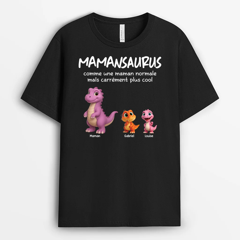 Tee Shirt Personnalisé Maman - Mamansaurus Dessin 3D