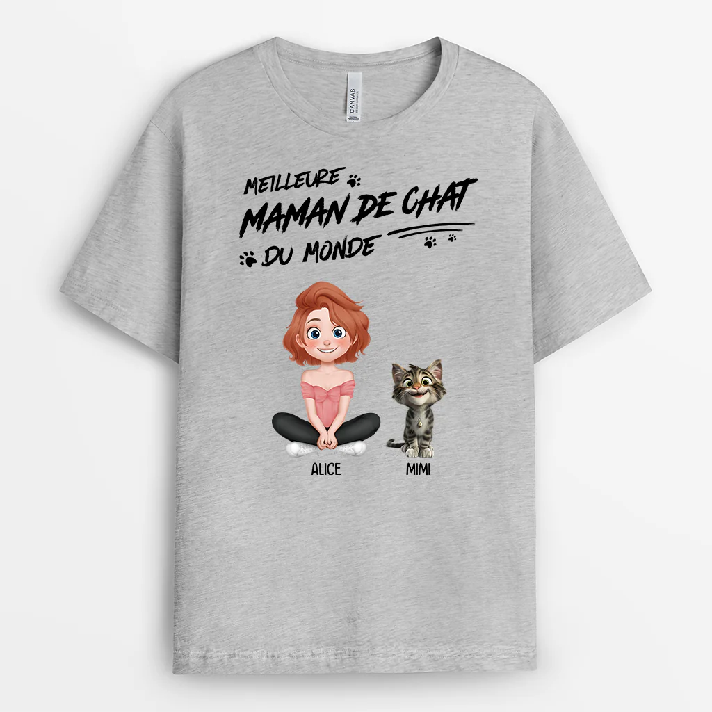 T Shirt Personnalisé Chat – Meilleur Papa Chat - Image 2