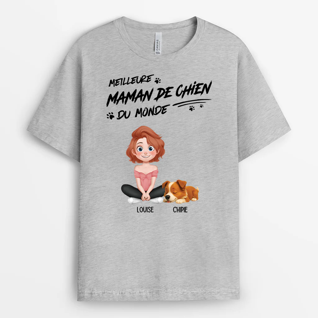 T-shirt Chien Personnalisé - Meilleur Papa/Maman Du Monde - Image 2