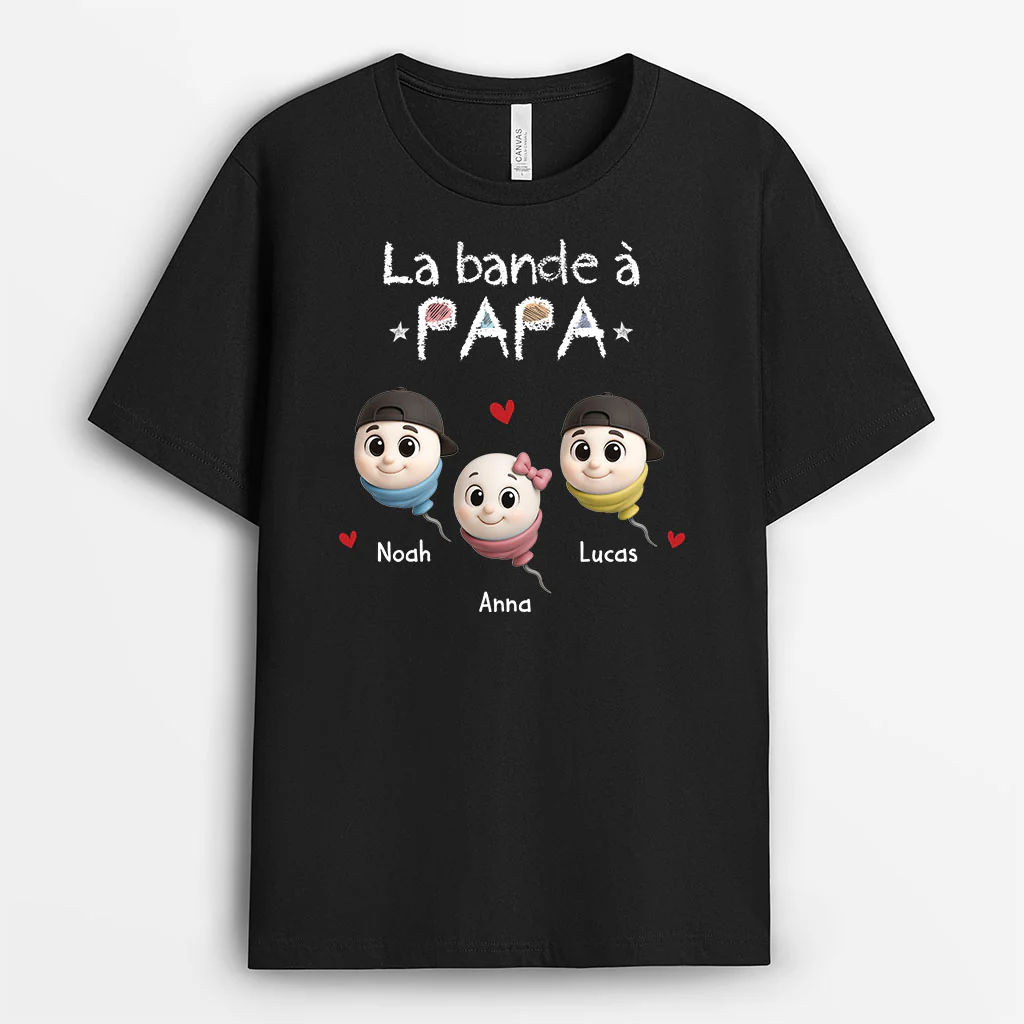 Tee Shirt Personnalisé Papa Maman Couleur Noire - La Bande À Maman Humour