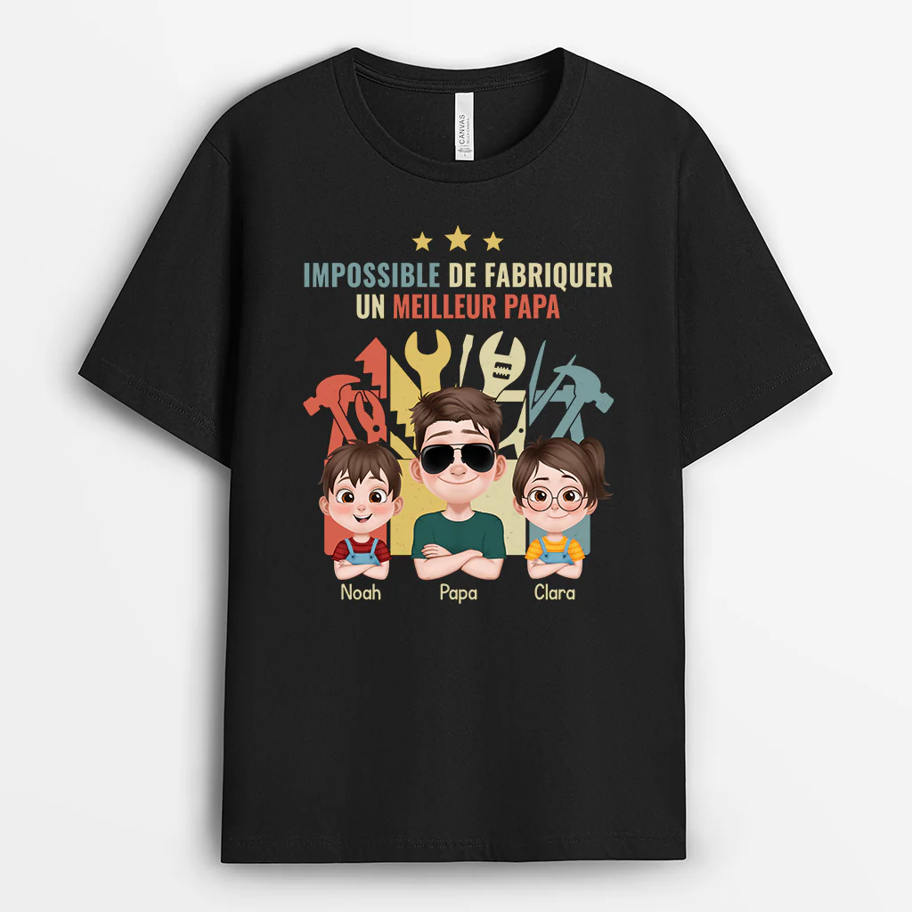 Tee Shirt Personnalisé Papa Papy - Impossible De Faire Un Meilleur Papa