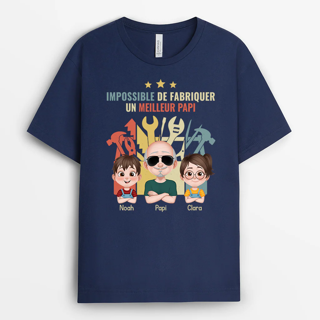 Tee Shirt Personnalisé Papa Papy - Impossible De Faire Un Meilleur Papa - Image 2