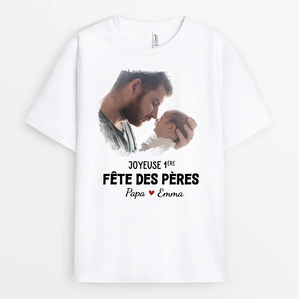 Tee Shirt Personnalisé Photo - Joyeuse Première Fête Des Pères