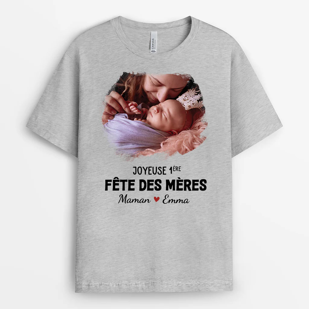 Tee Shirt Personnalisé Photo - Joyeuse Première Fête Des Pères - Image 2