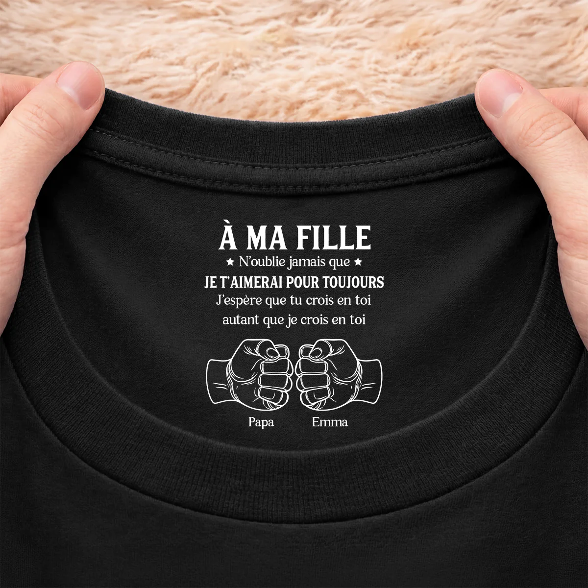 Tee Shirt Personnalisé Texte À L’intérieur Du Col - Je Crois En Toi Cadeau Pour Fille/Petite-fille/Fils/Petit-fils - Image 2