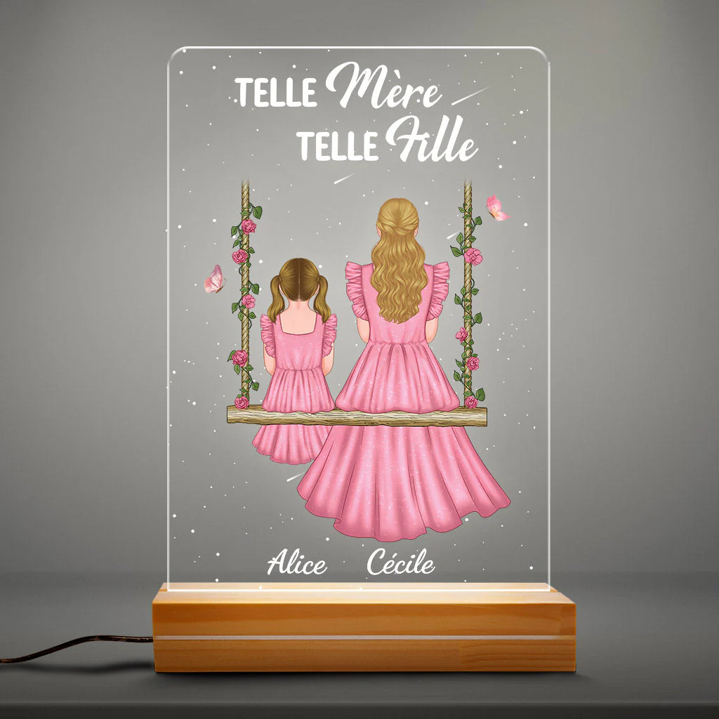 Telle Mère Telle Fille Sur Balançoire Fleurie - Veilleuse Personnalisée - Image 3