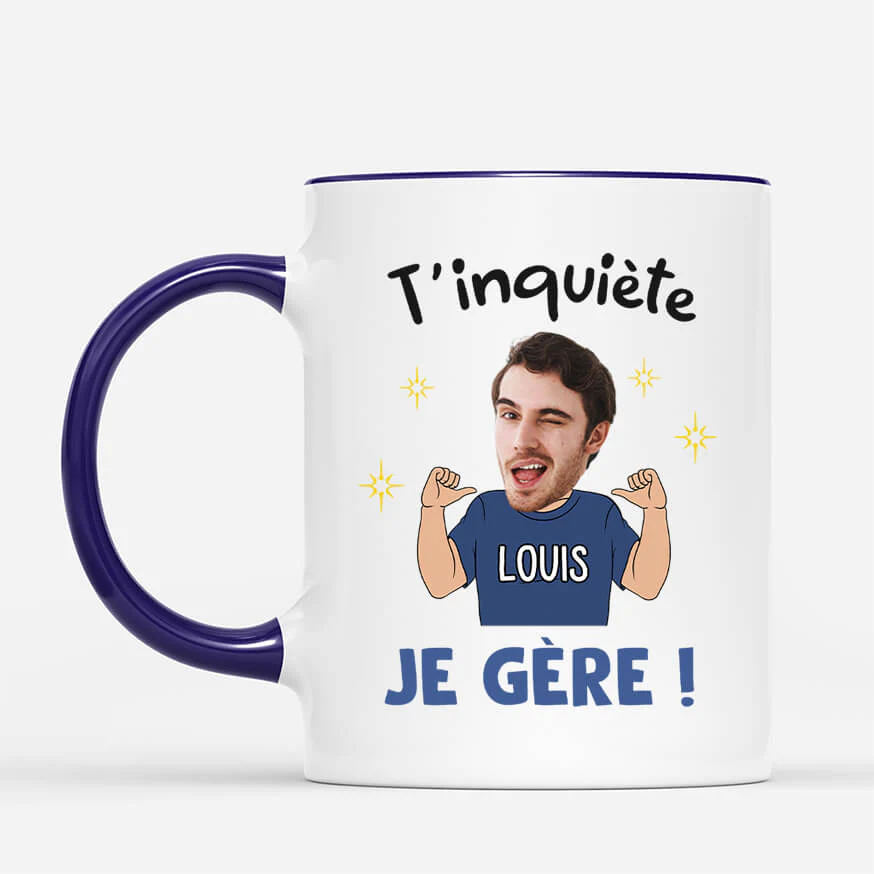 Mug Avec Photo Personnalisé - T’inquiète Je Gère Homme - Image 2