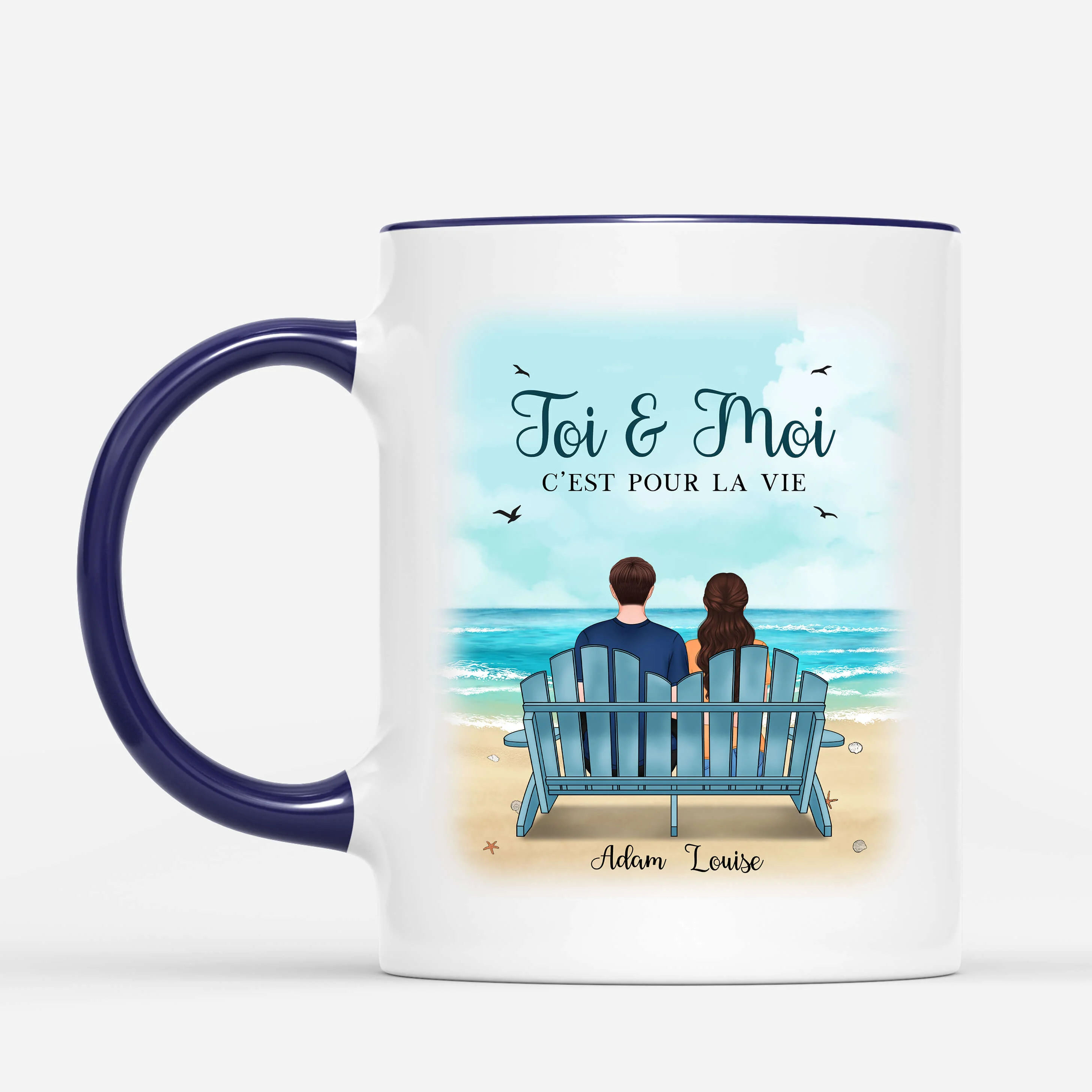 Mug Couple Personnalisé Pour Saint Valentin - Toi & Moi Plage - Image 2