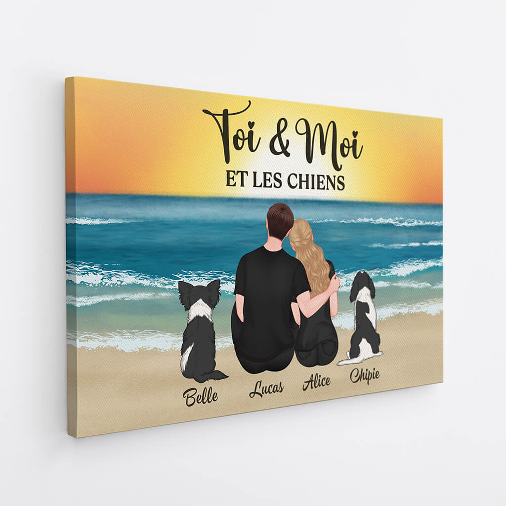 Toile Personnalisée Couple - Toi, Moi Et Les Chiens - Image 2