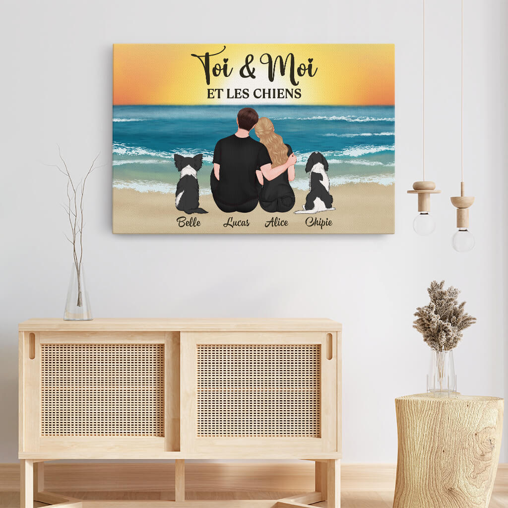 Toile Personnalisée Couple - Toi, Moi Et Les Chiens - Image 3