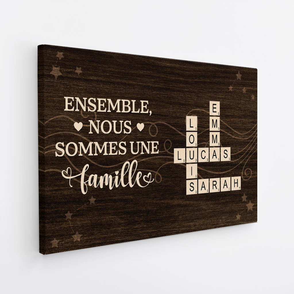 Toile Mot Croisé Famille Personnalisé - Nous Sommes Une Famille - Image 2