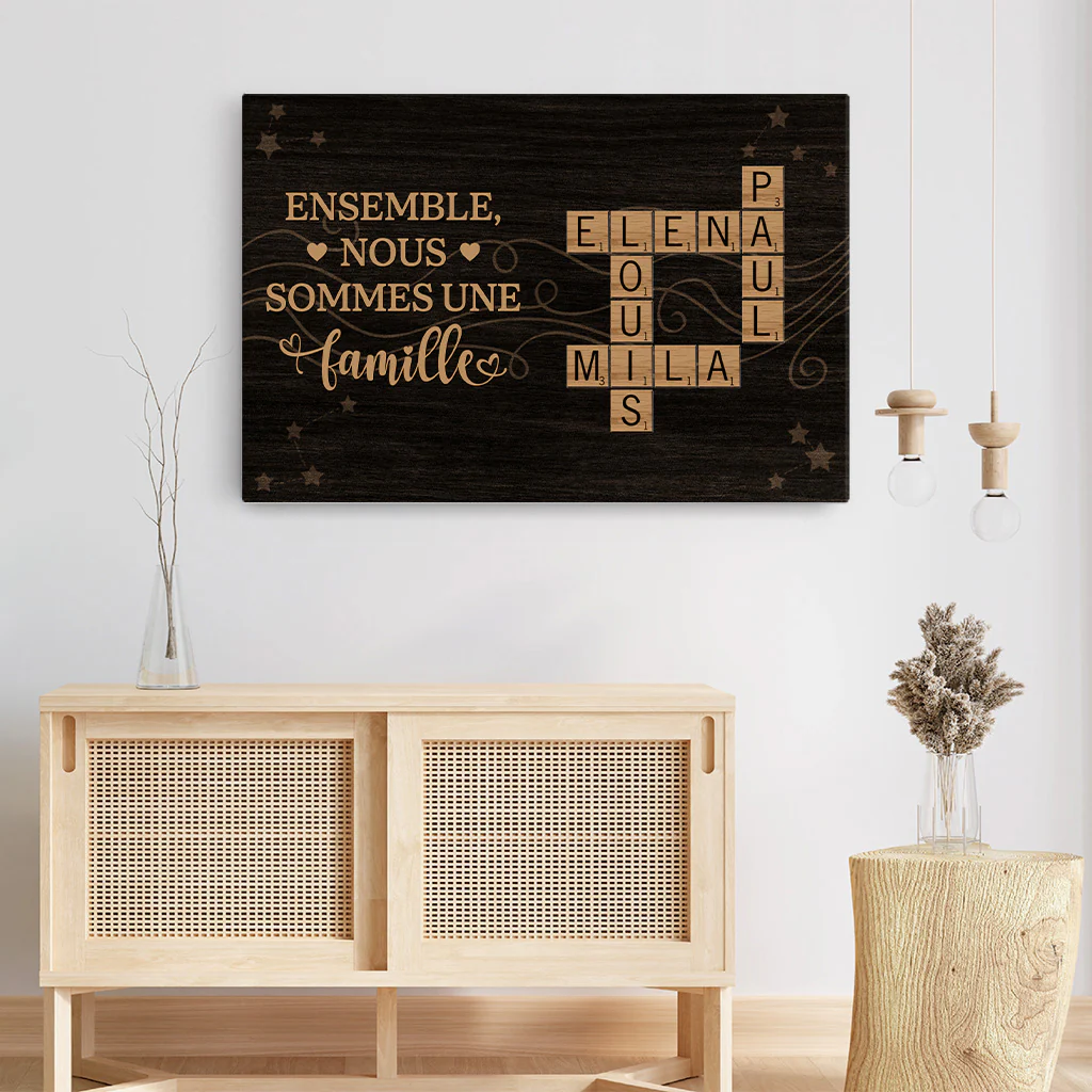Toile Mot Croisé Famille Personnalisé - Nous Sommes Une Famille - Image 3