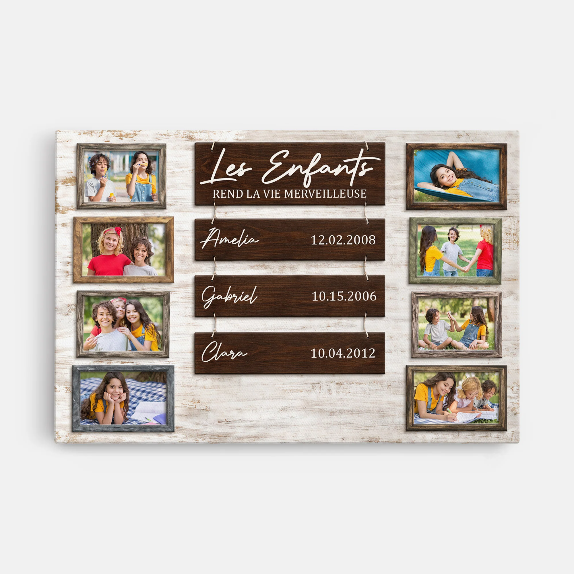 Toile Avec Photo Personnalisée Maman Papa - La Vie Avec Mes Enfants