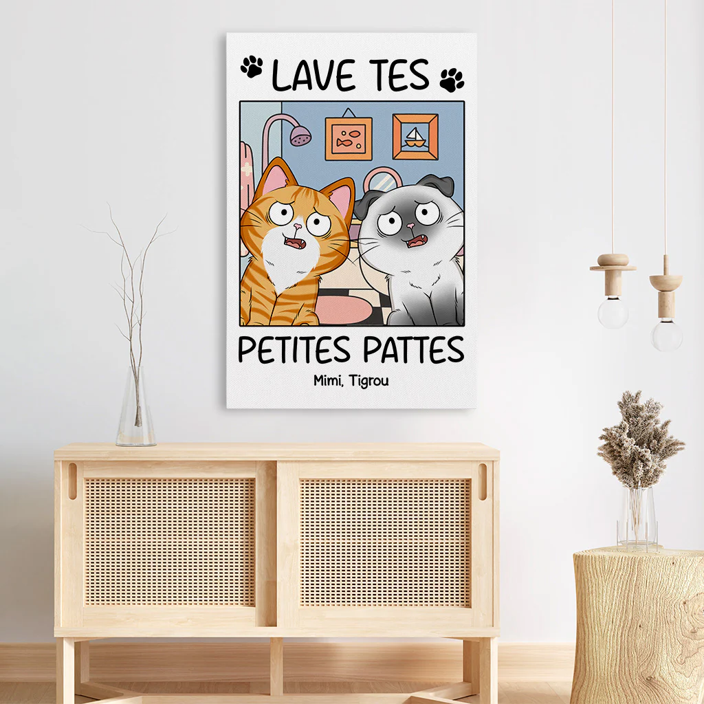 Tableau Personnalisé Chat - Lave Tes Petites Pattes - Image 3