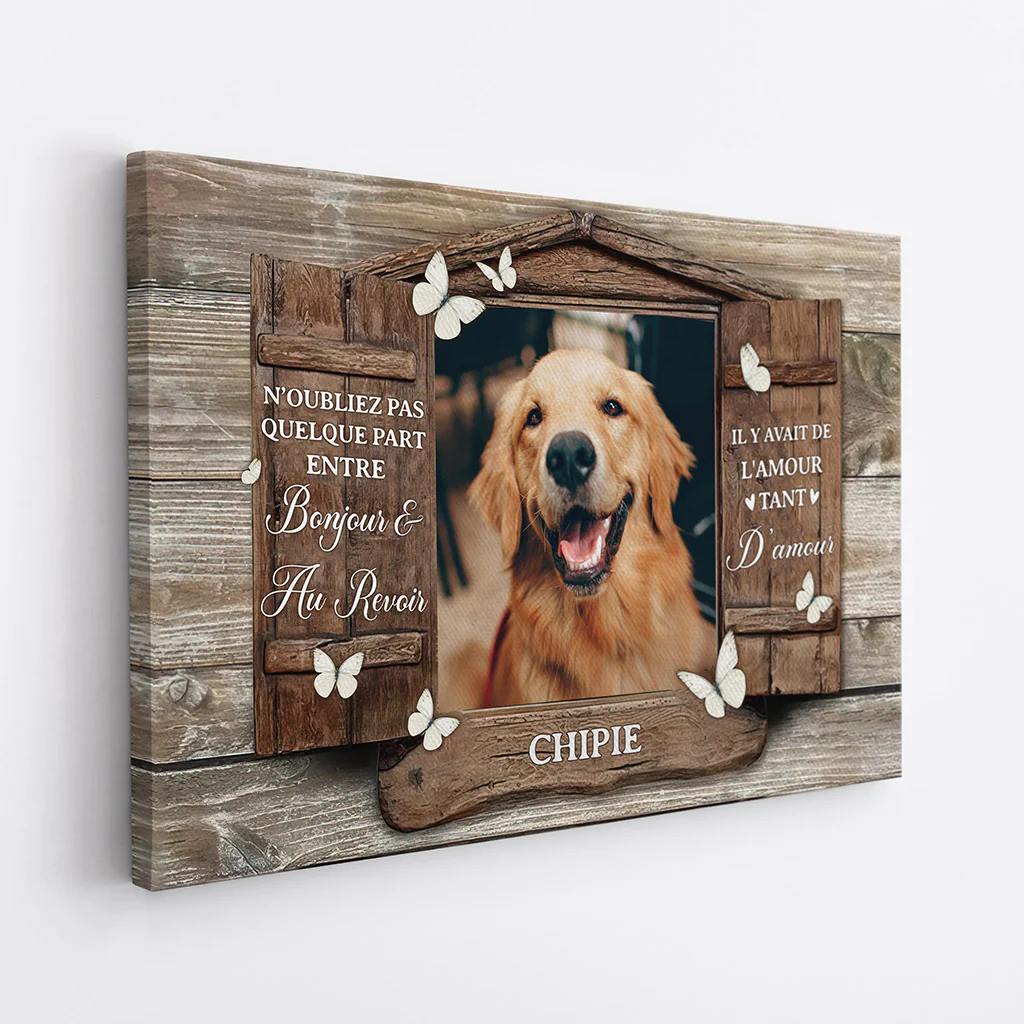 Toile Entre Bonjour et Au Revoir Chien Personnalisée - Image 2
