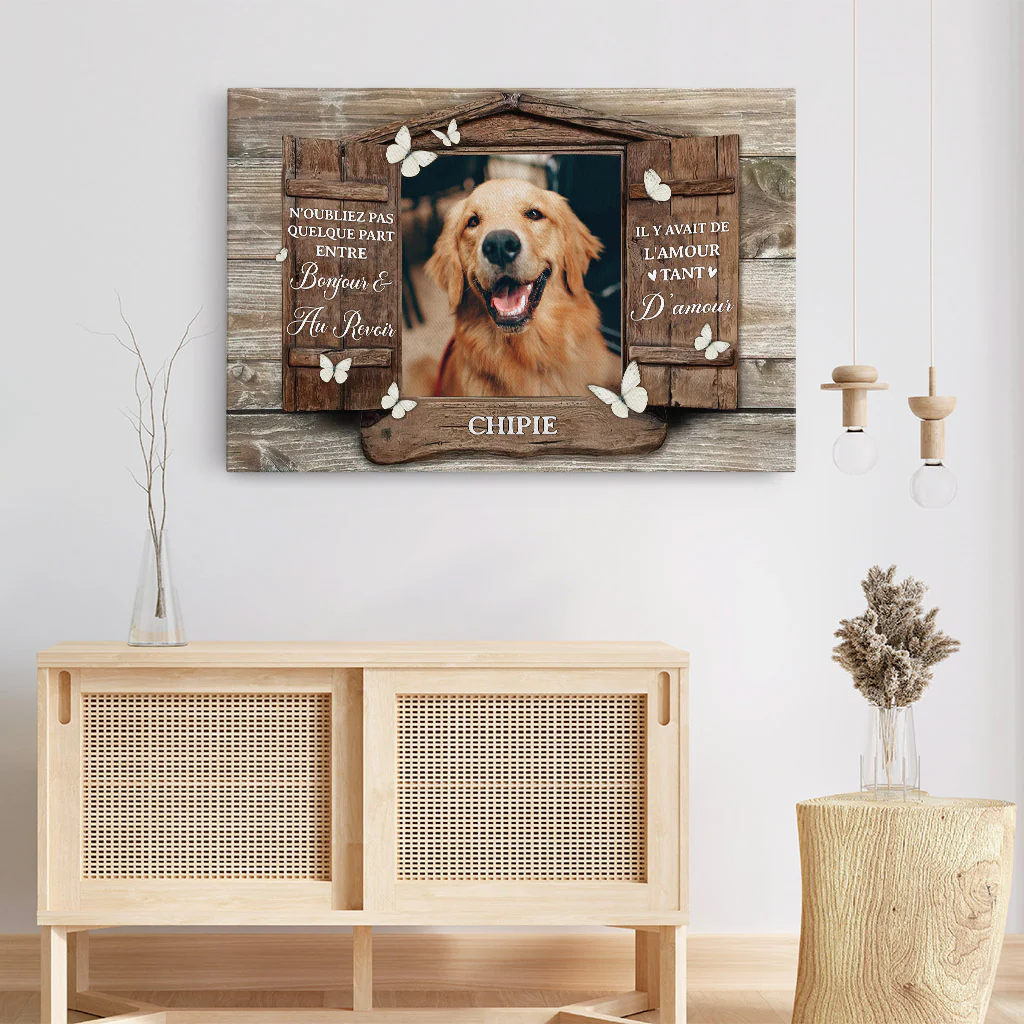 Toile Entre Bonjour et Au Revoir Chien Personnalisée - Image 3