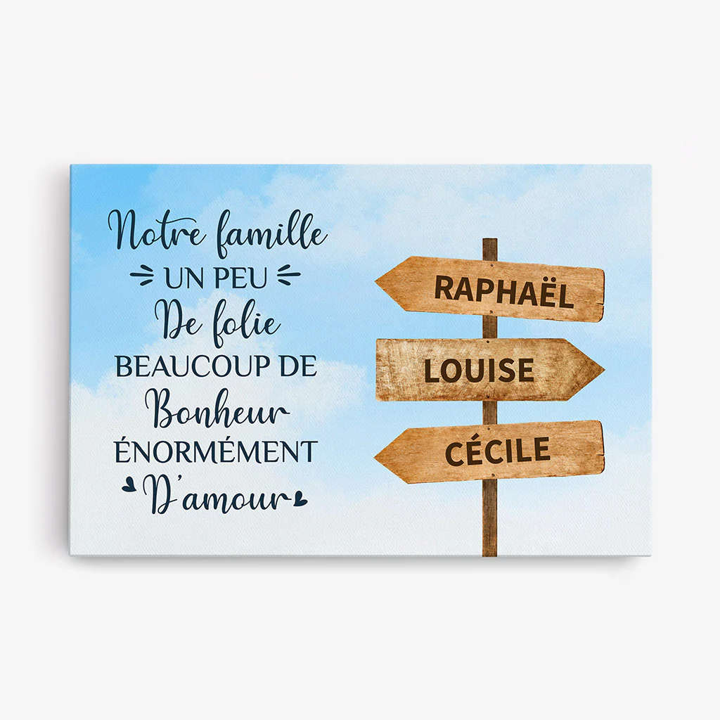 Toile Famille Folie Bonheur Amour Personnalisée