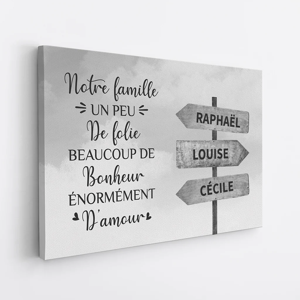 Toile Famille Folie Bonheur Amour Personnalisée - Image 2