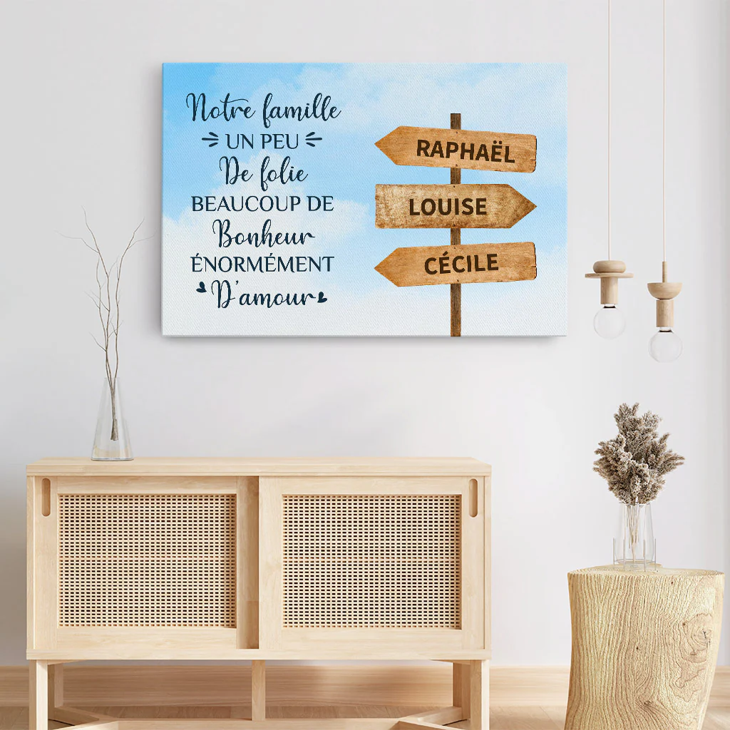 Toile Famille Folie Bonheur Amour Personnalisée - Image 3
